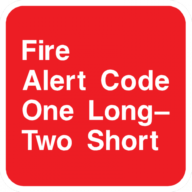 Fire Alert Code One Long Two Short Sign - Municipal Supply & Sign Co.