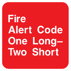 Fire Alert Code One Long Two Short Sign - Municipal Supply & Sign Co.