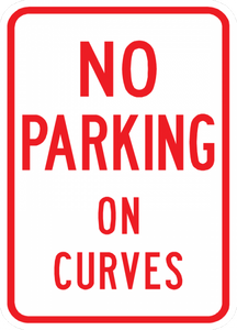 PS-33-No Parking On Curves Sign - Municipal Supply & Sign Co.