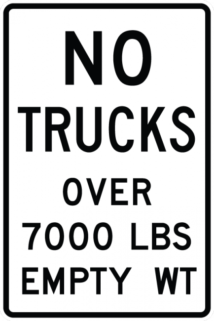 R12-3-No Trucks Over XX LBS Empty WT Sign - Municipal Supply & Sign Co.