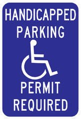 Handicap Parking Permit Required Sign