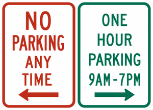 R7-200-No Parking Any Time/One Hour Parking (combined sign) - Municipal Supply & Sign Co.