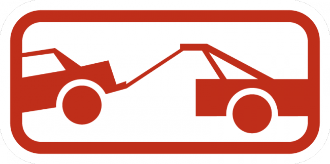 Magnetic "TOW CAR" Warning Sign - Red On White, Small Size (300mm X 100mm)