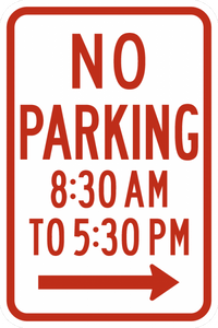 R7-2a-No Parking XXam to XXpm Sign with arrow - Municipal Supply & Sign Co.