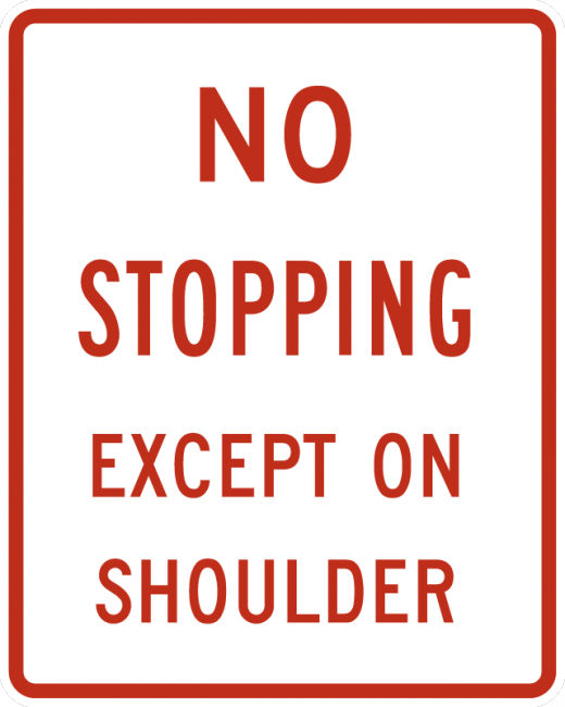 R8-6-No Stopping Except on Shoulder Sign - Municipal Supply & Sign Co.