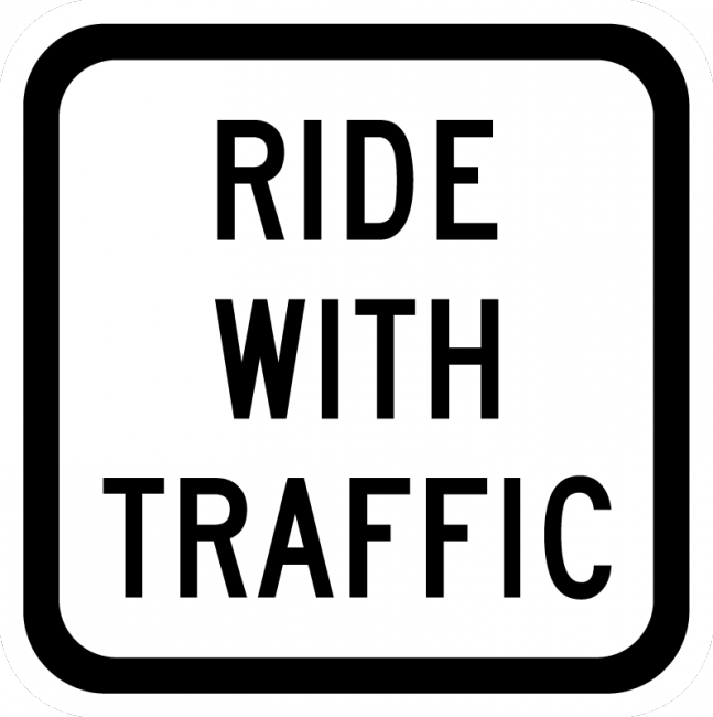 R9-3cP-Ride With Traffic (plaque) - Municipal Supply & Sign Co.
