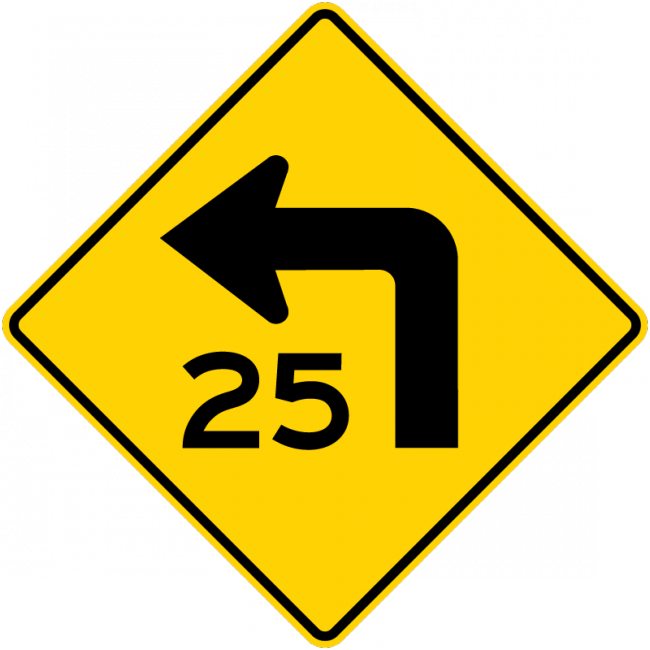 W1-1a-Combination HorizontalAlignment/Advisory Speed Sign - Municipal Supply & Sign Co.