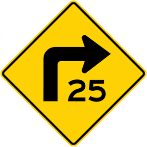 W1-1a-Combination HorizontalAlignment/Advisory Speed Sign - Municipal Supply & Sign Co.