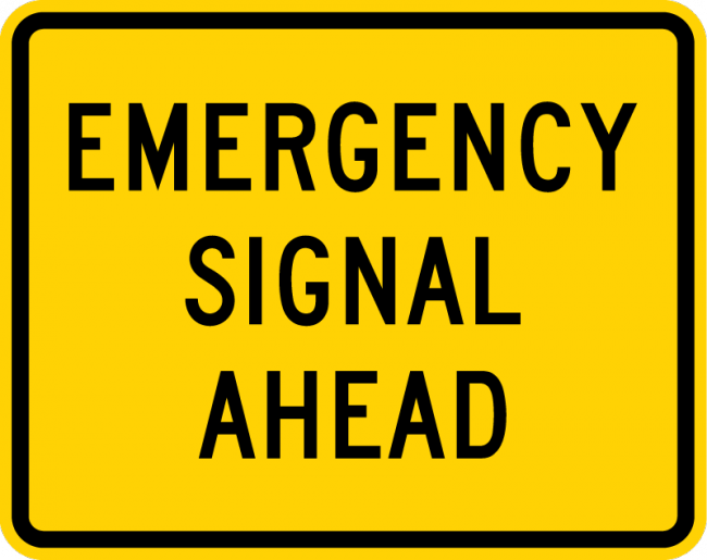 W11-12P-Emergency SignalAhead(plaque) - Municipal Supply & Sign Co.