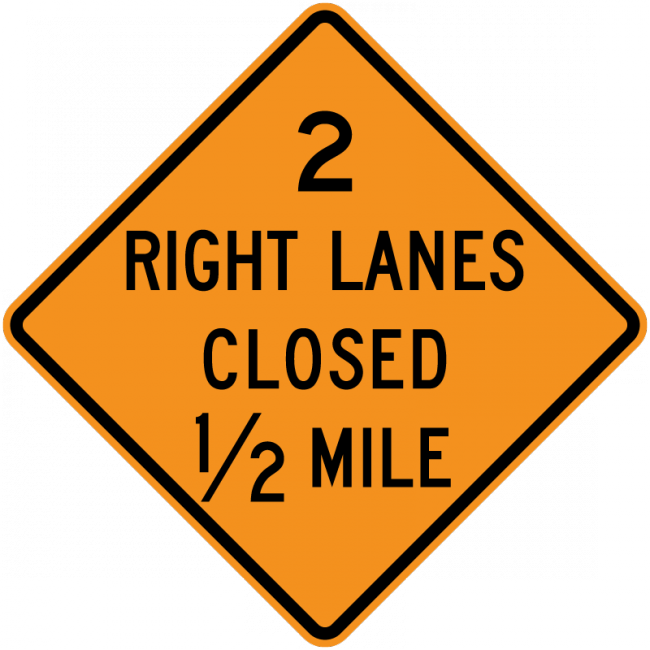 CW20-5a-Lane(s) Closed (with distance) - Municipal Supply & Sign Co.