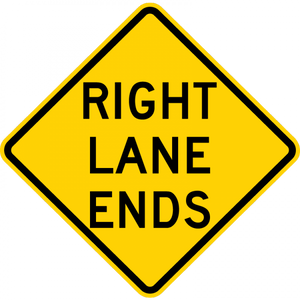 W9-1-Left (Right) Lane Ends Sign - Municipal Supply & Sign Co.