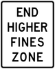 R2-11-End Higher Fines Zone Sign