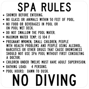 Spa Rules No Driving - Municipal Supply & Sign Co.
