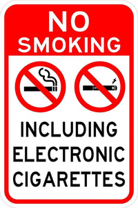 No Smoking Including Electronic Cigarettes - Municipal Supply & Sign Co.