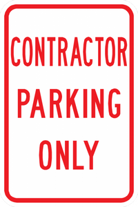 PS-12-Contractor Parking Only Sign - Municipal Supply & Sign Co.