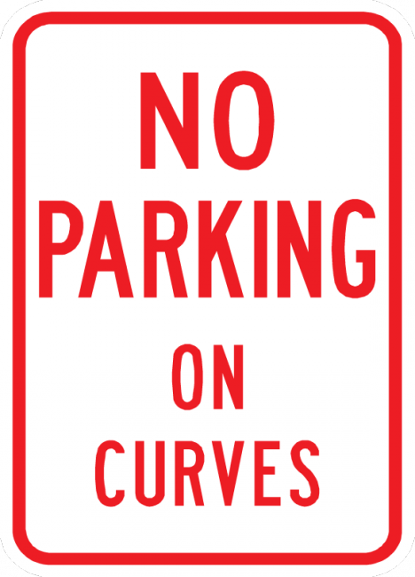 PS-33-No Parking On Curves Sign - Municipal Supply & Sign Co.