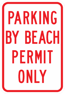 PS-47-Parking By Beach Permit Only Sign - Municipal Supply & Sign Co.