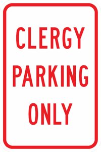 PS-8-Clergy Parking Only Sign - Municipal Supply & Sign Co.