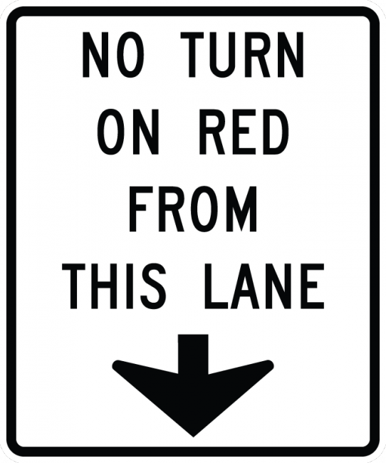 R10-11d-No Turn on Red From This Lane Sign - Municipal Supply & Sign Co.