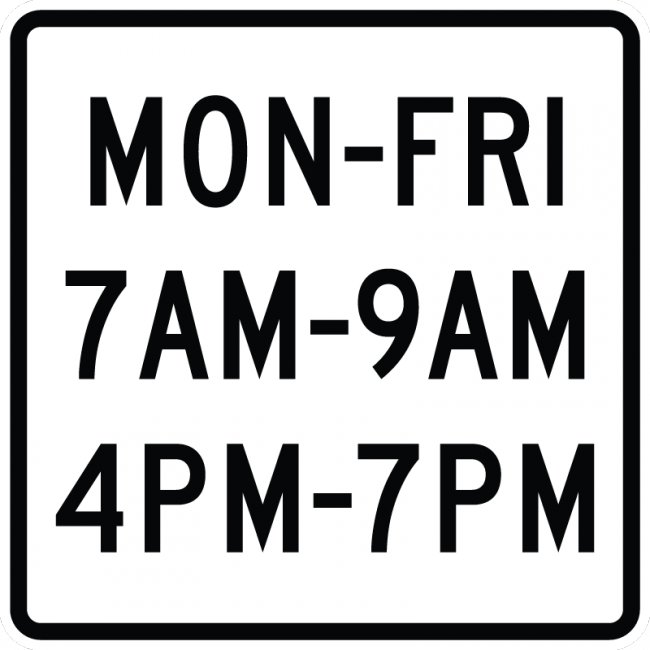 R10-20aP-V3L-MON—FRI (and times) (3 lines) (plaque) - Municipal Supply & Sign Co.