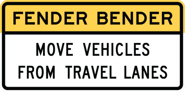 R16-4-Fender Bender Move Vehicles Sign - Municipal Supply & Sign Co.