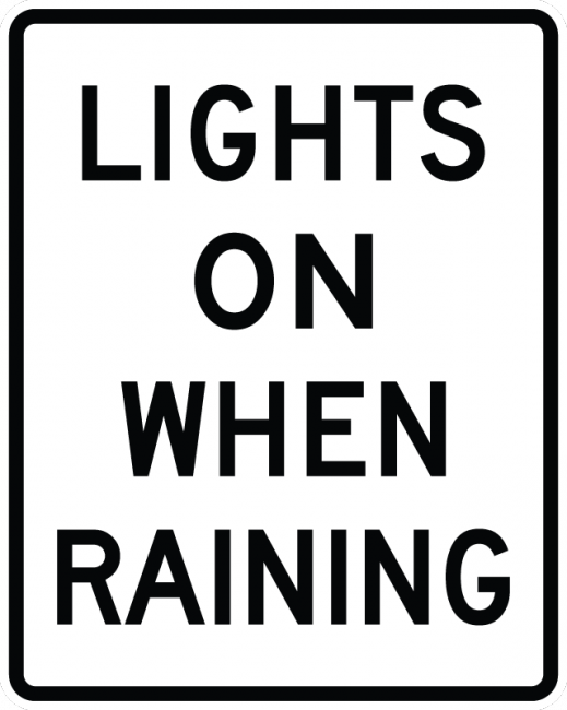 R16-6-Lights On When UsingWipers or Raining Sign - Municipal Supply & Sign Co.