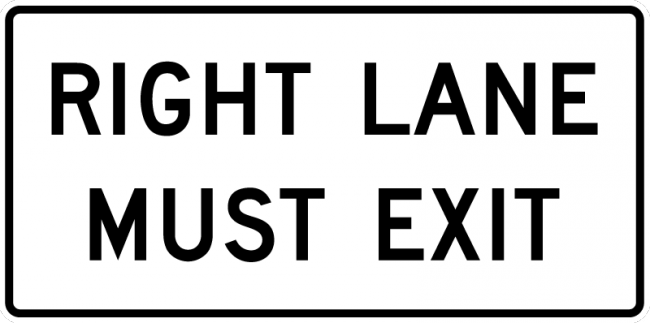R3-33-Right Lane Must Exit Sign - Municipal Supply & Sign Co.