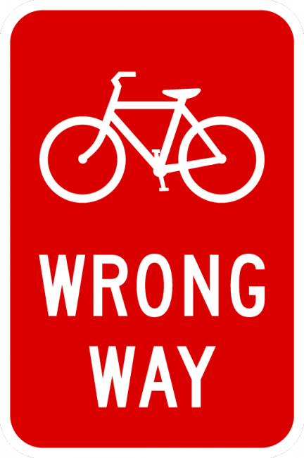 R5-1lb-Bicycle Wrong Way - Municipal Supply & Sign Co.