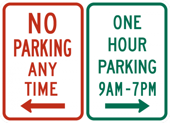 R7-200-No Parking Any Time/One Hour Parking (combined sign) - Municipal Supply & Sign Co.