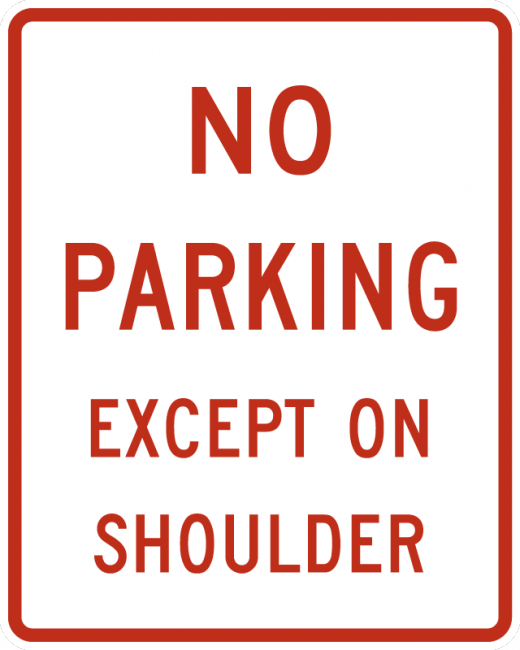 R8-2-No Parking Except on Shoulder Sign - Municipal Supply & Sign Co.