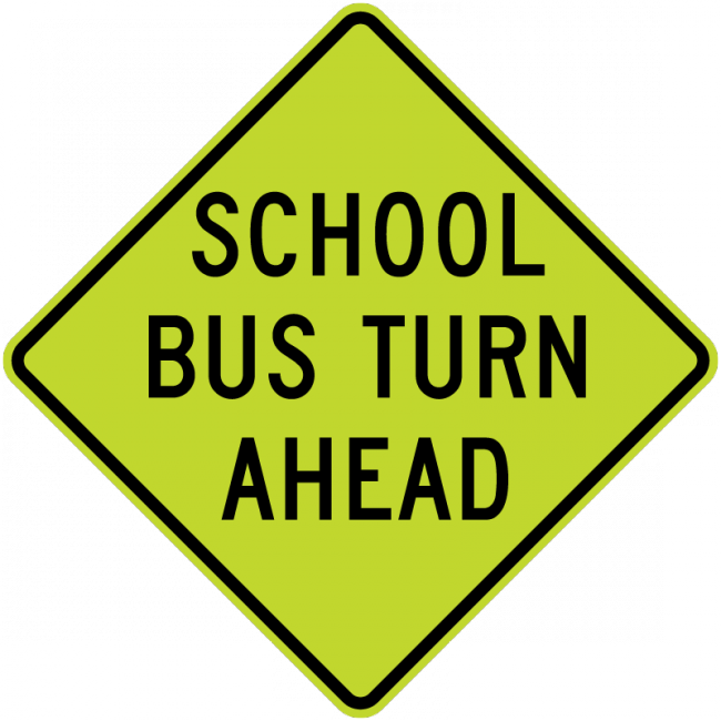 S3-2-School Bus Turn Ahead Sign - Municipal Supply & Sign Co.