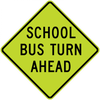 S3-2-School Bus Turn Ahead Sign - Municipal Supply & Sign Co.