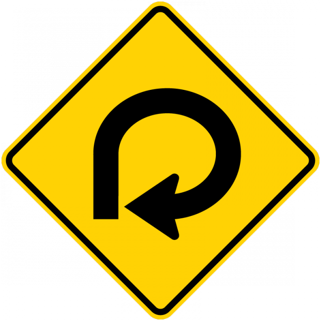 W1-15-270-degree Loop Sign - Municipal Supply & Sign Co.