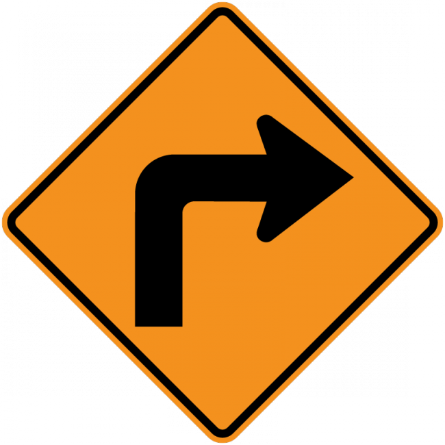 CW1-1-Turn and Curve Signs - Municipal Supply & Sign Co.