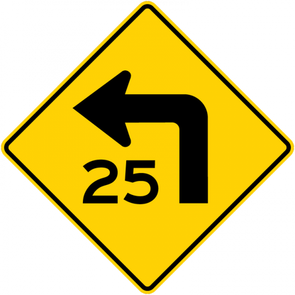 W1-1a-Combination HorizontalAlignment/Advisory Speed Sign - Municipal Supply & Sign Co.