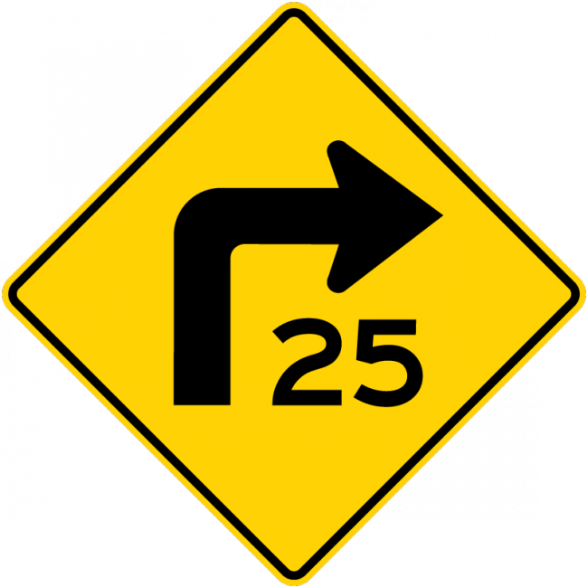 W1-1a-Combination HorizontalAlignment/Advisory Speed Sign - Municipal Supply & Sign Co.
