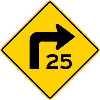 W1-1a-Combination HorizontalAlignment/Advisory Speed Sign - Municipal Supply & Sign Co.