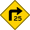 W1-1a-Combination HorizontalAlignment/Advisory Speed Sign - Municipal Supply & Sign Co.