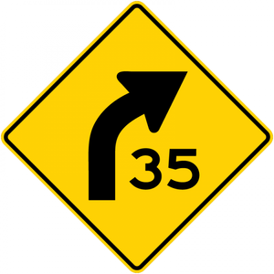 W1-2a-Combination HorizontalAlignment/Advisory Speed Sign - Municipal Supply & Sign Co.