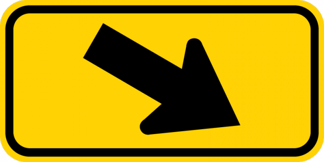 W16-7PR-Downward Diagonal Arrow(plaque) - Municipal Supply & Sign Co.