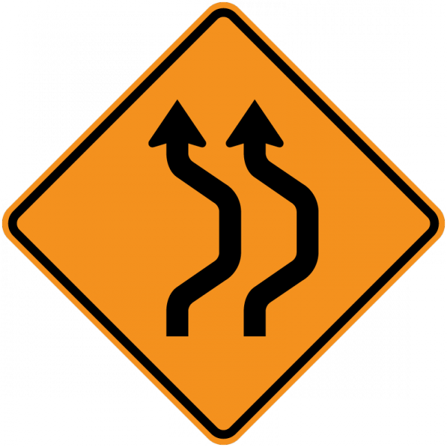 CW24-1a-Double Reverse Curve (2 lanes) - Municipal Supply & Sign Co.