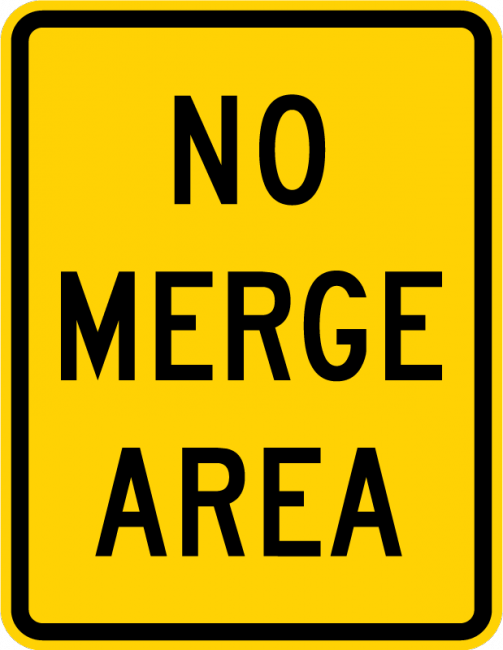 W4-5P-No Merge Area Sign (plaque) - Municipal Supply & Sign Co.