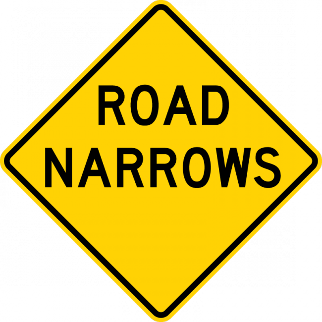 W5-1-Road Narrows Sign - Municipal Supply & Sign Co.