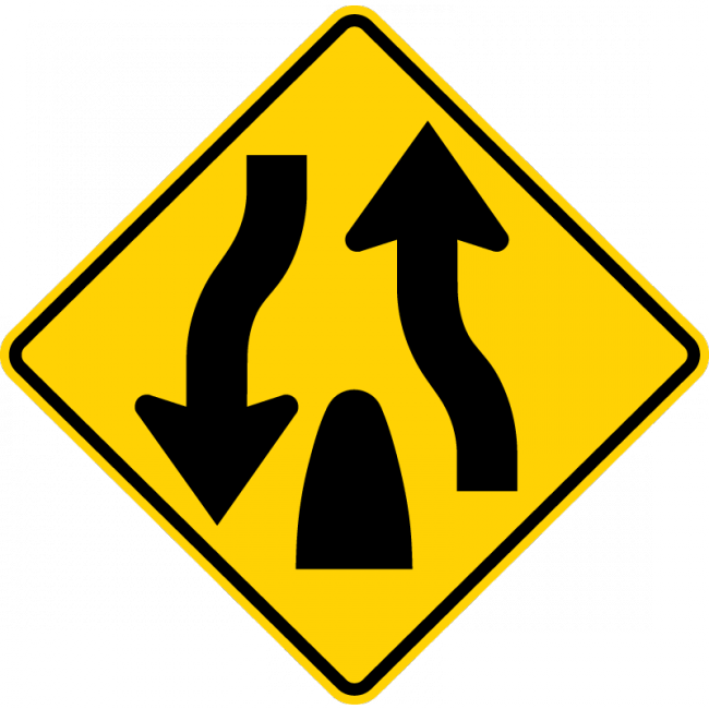 W6-2-Divided Highway Ends - Municipal Supply & Sign Co.