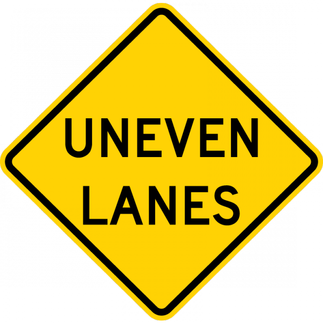 W8-11-Uneven Lanes Sign - Municipal Supply & Sign Co.