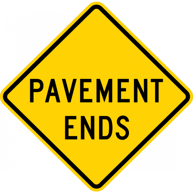W8-3-Pavement Ends Sign - Municipal Supply & Sign Co.