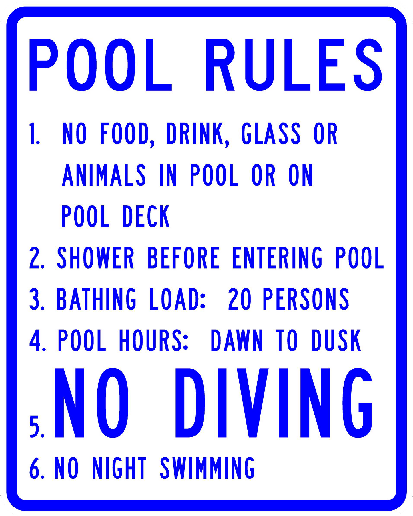 Pool Rules - Municipal Supply & Sign Co.